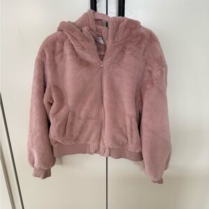 BBJ Faux Fur Blush Pink Bomber Jacket NWT